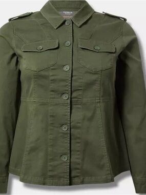 torrid Olive Green Button-Front Utility Jacket